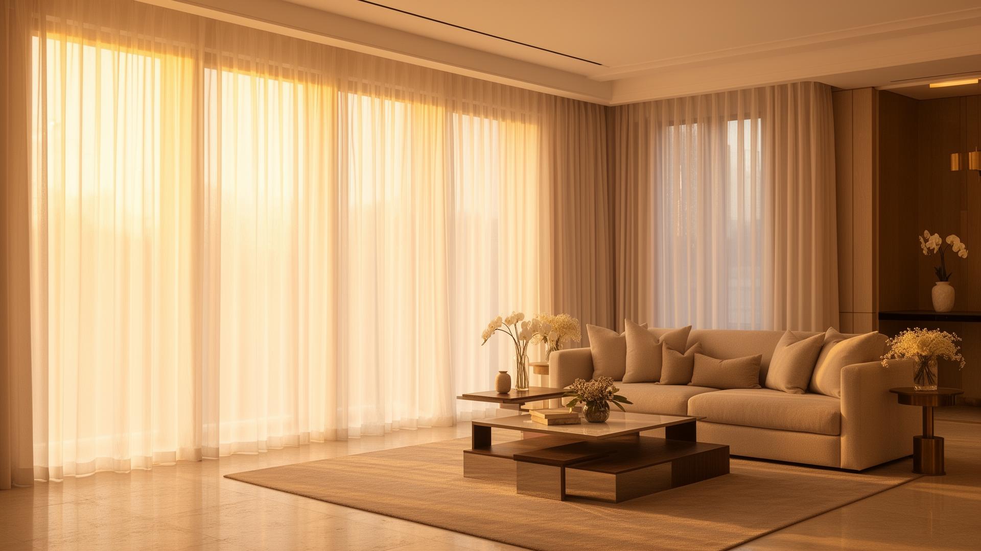 Tende luminose in un ambiente moderno
